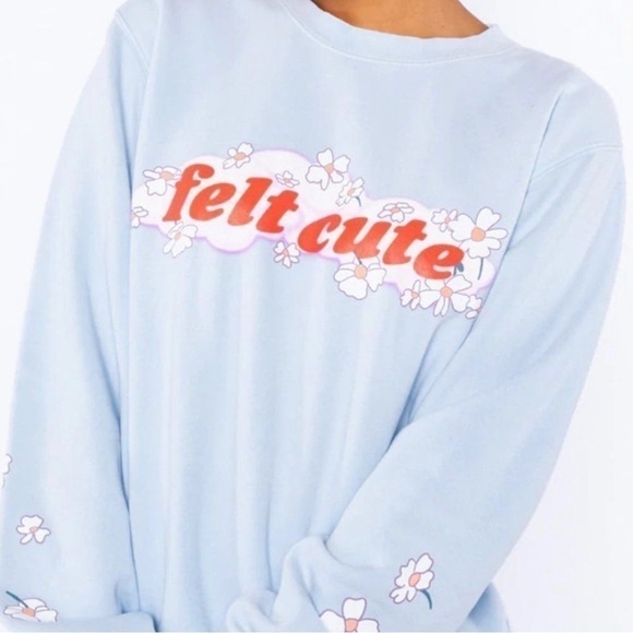 Revolve BSR by Samii Ryan felt cute daisy pastel blue sweatshirt - Picture 7 of 8